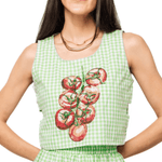 Green Gingham Tomato Side Cut Out Tank | Queen of Sparkles - Grayce's Boutique