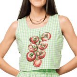 Green Gingham Tomato Side Cut Out Tank | Queen of Sparkles - Grayce's Boutique
