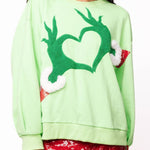 Green Grinch Heart Hands Sweatshirt | Queen of Sparkles - MainStreet Clothing Co.