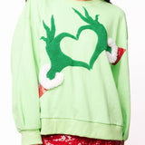 Green Grinch Heart Hands Sweatshirt | Queen of Sparkles - MainStreet Clothing Co.