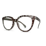 Tortoiseshell cat-eye glasses on a white background