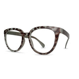 Tortoiseshell cat-eye glasses on a white background