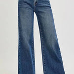 High Rise Wide - Front Yoke Detailed Jeans - MainStreet Clothing Co.