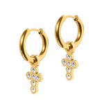 Huggie Charm Earrings - Esther Cross Clear - Grayce's Boutique