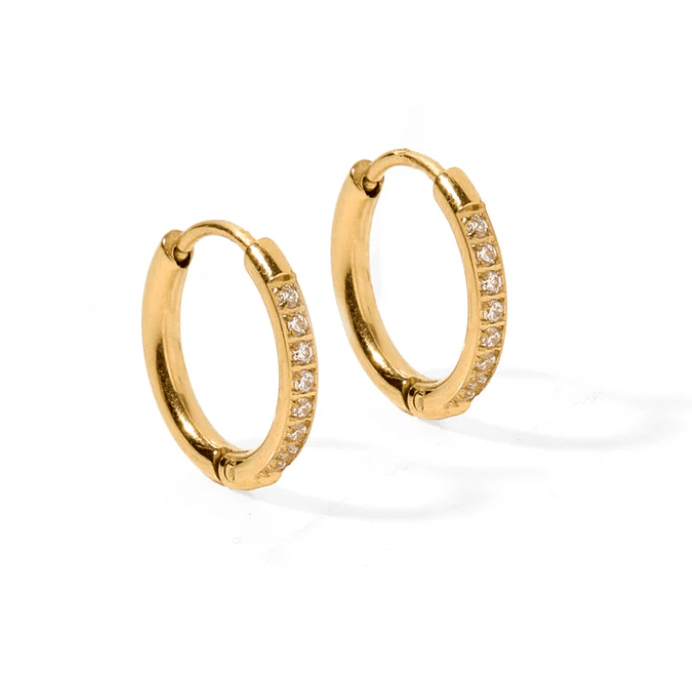 Huggie Earrings - Scarlett Hoop Gold 12 MM CZ | LINNY CO - Grayce's Boutique
