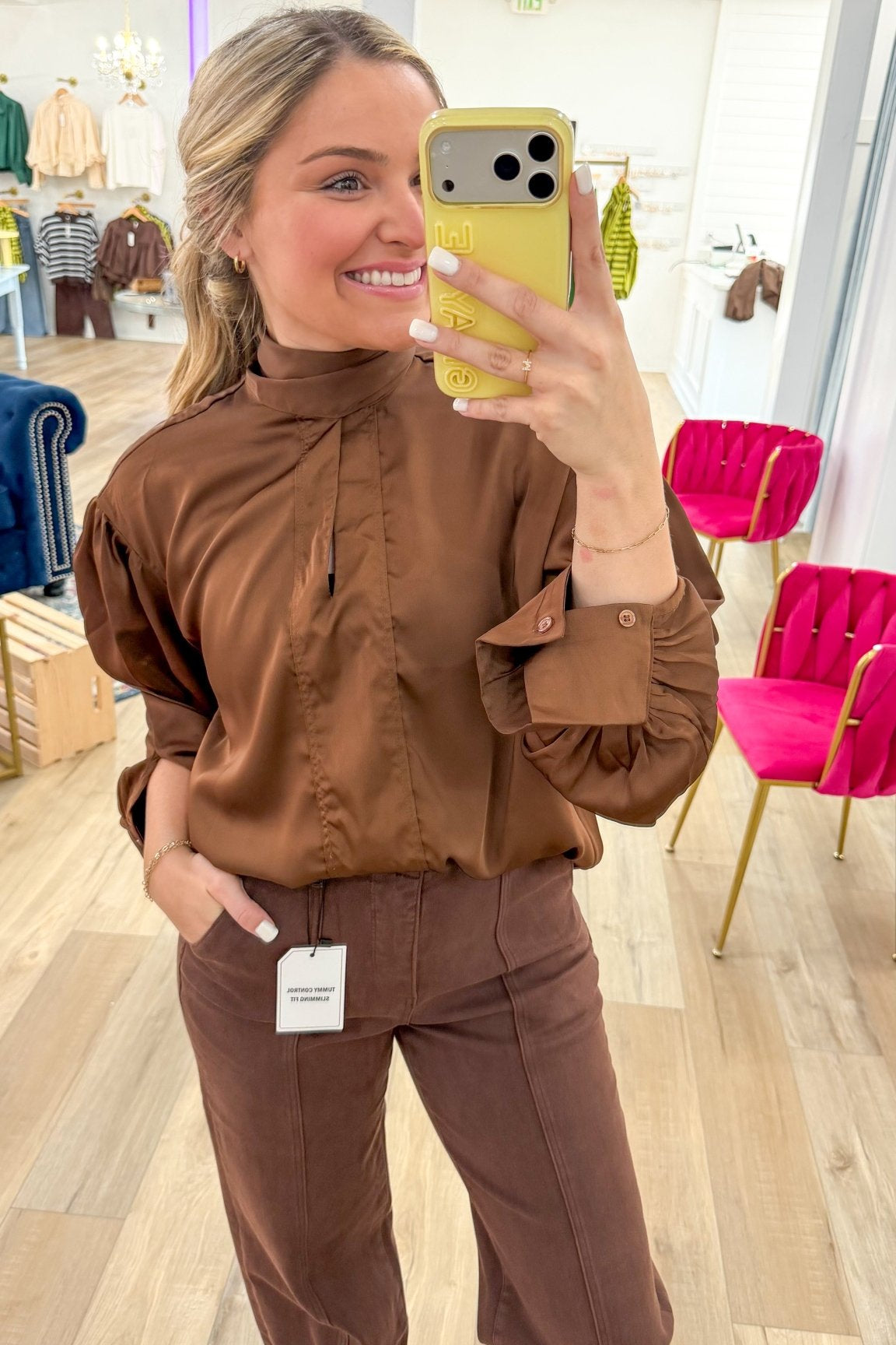 In Love Mocha Tie Top - Grayce's Boutique