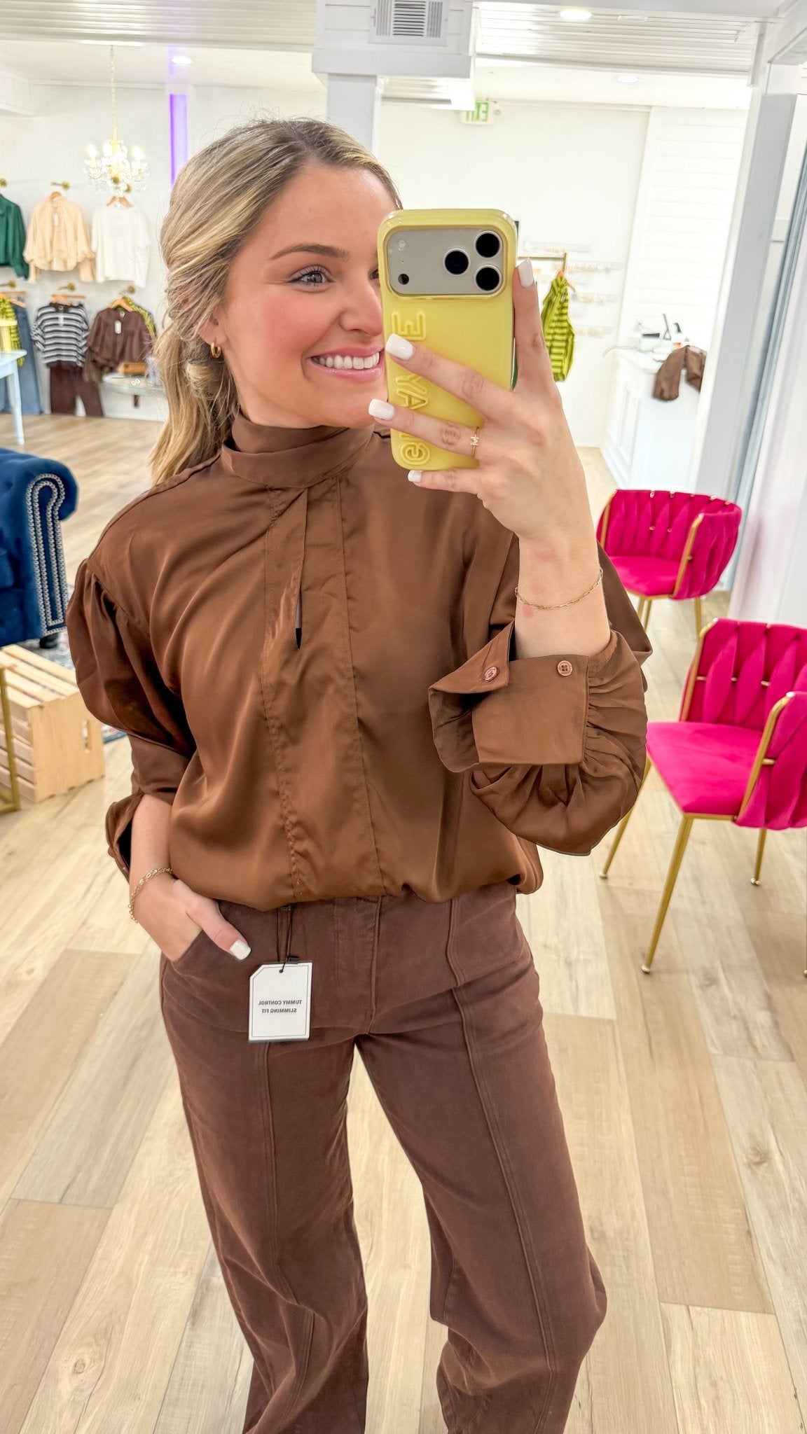 In Love Mocha Tie Top - Grayce's Boutique