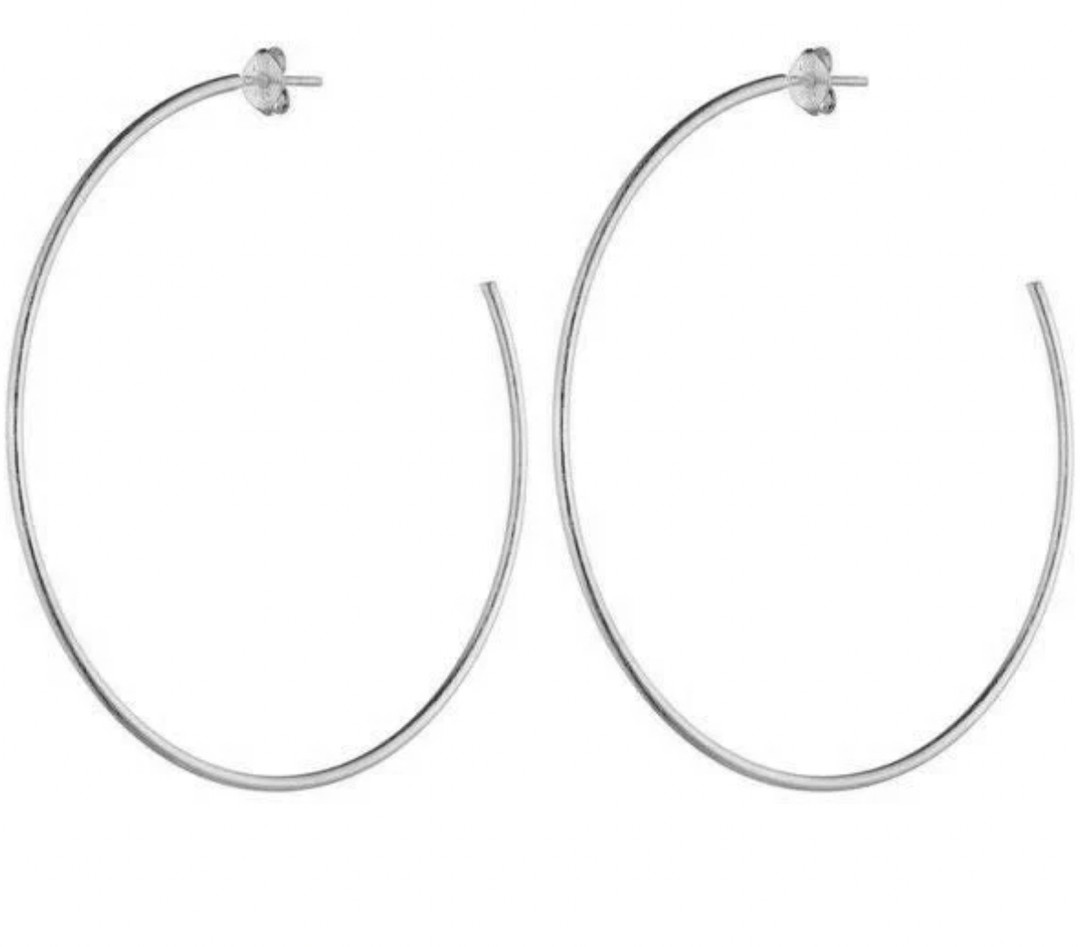 Jillian Hoops - Shiny Silver Plated - MainStreet Clothing Co.