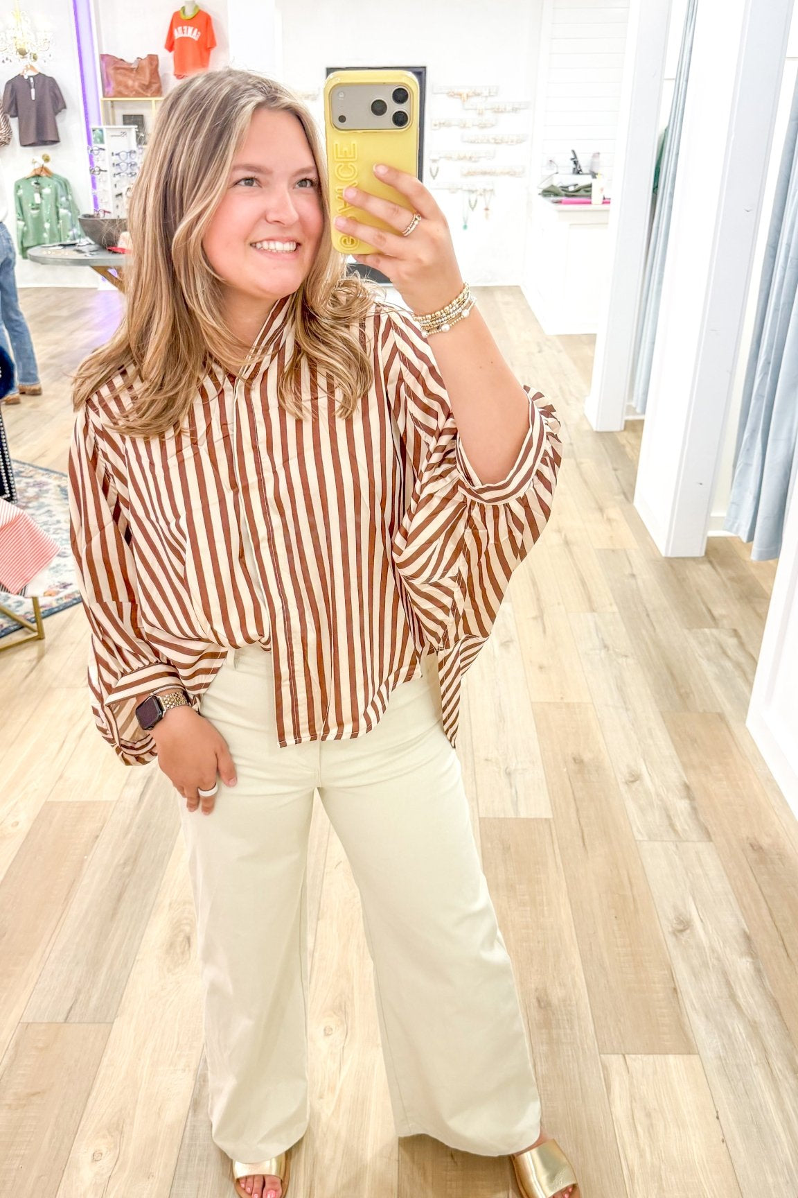 Just For You Stripe Blouse - Grayce's Boutique