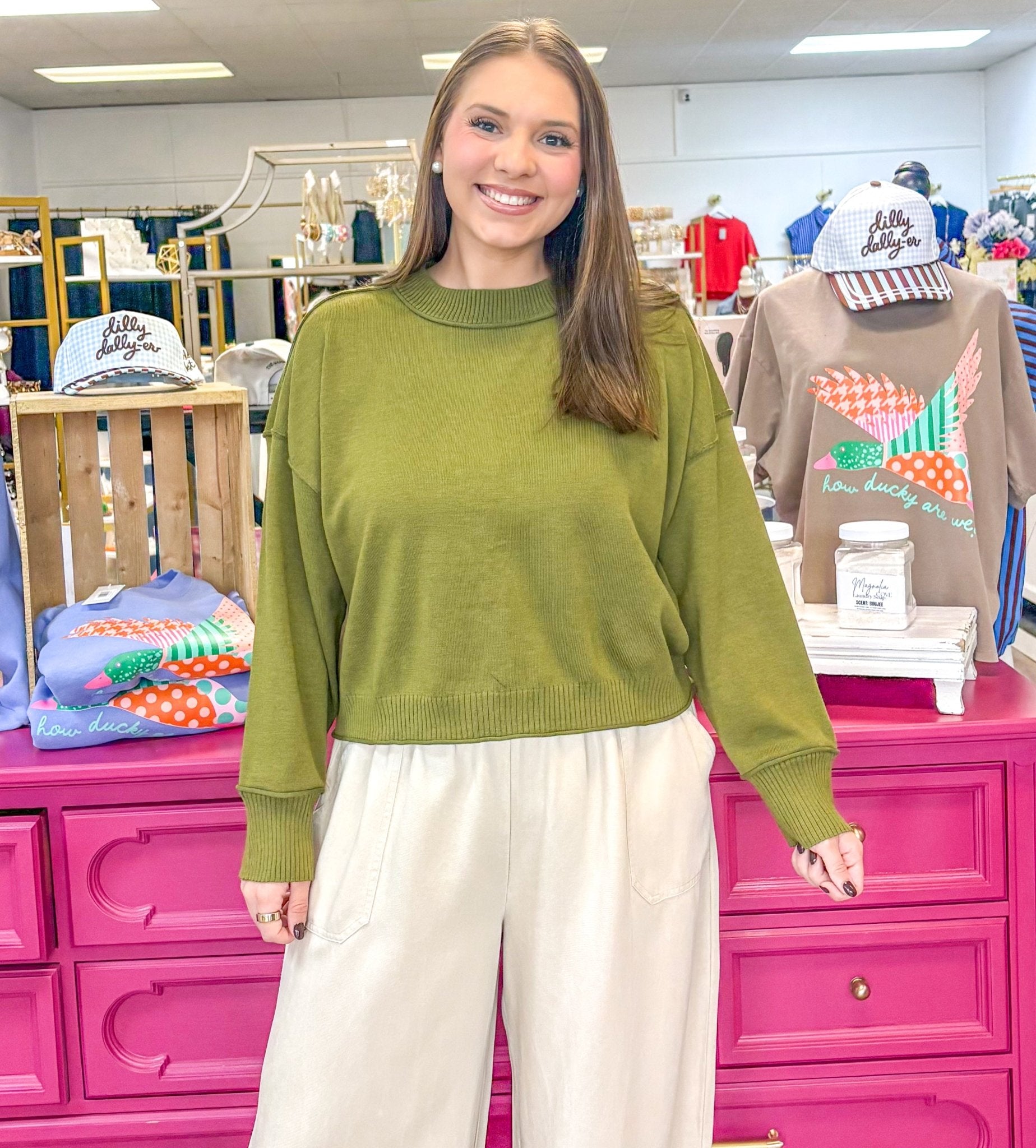 Keep Secrets Olive Sweater - Grayce's Boutique