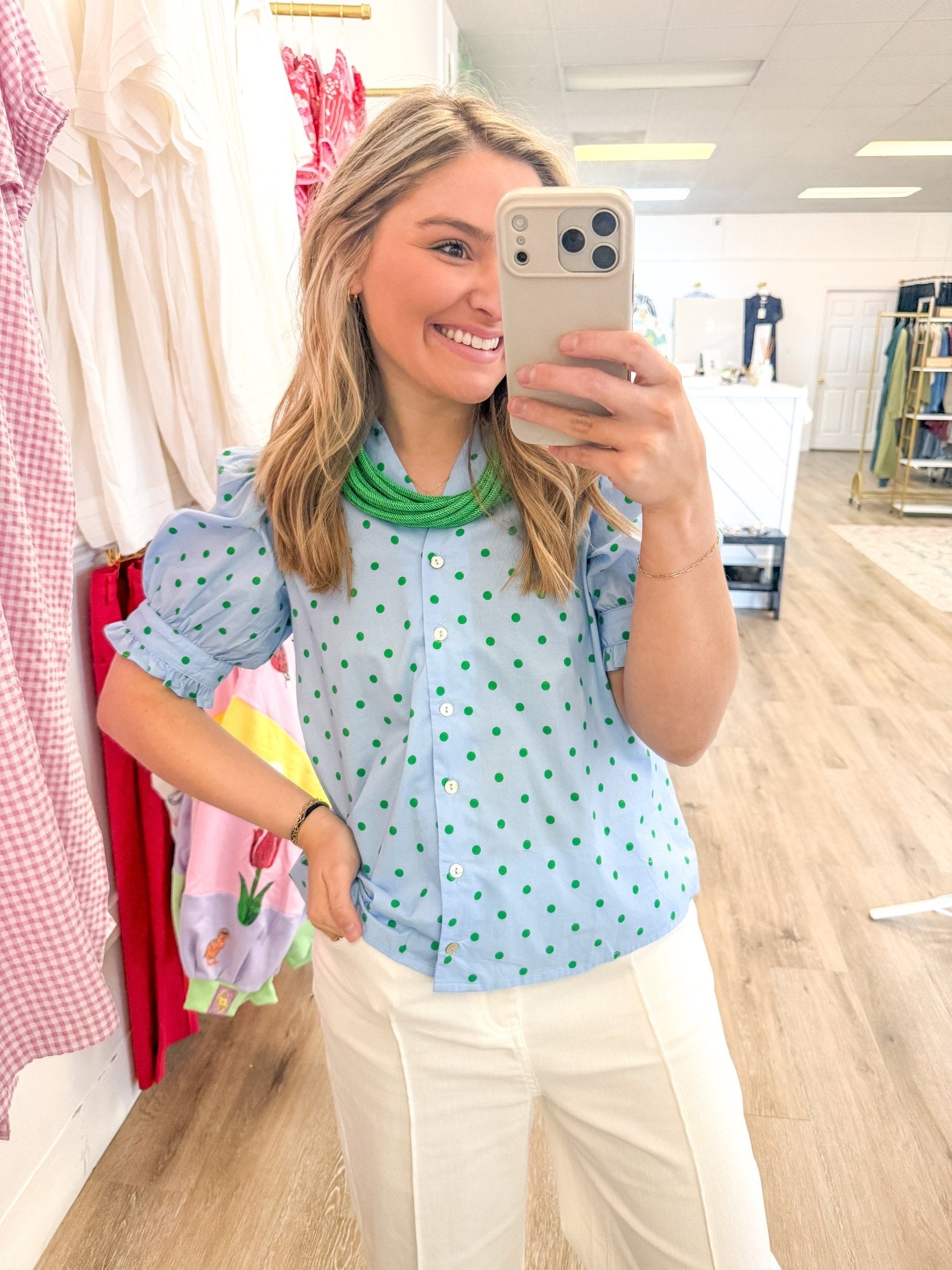 Kelly Dotted Blouse - Grayce's Boutique