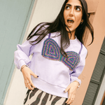 Lavender Mardi Gras Beaded Bikini Sweatshirt | Queen of Sparkles - Grayce's Boutique