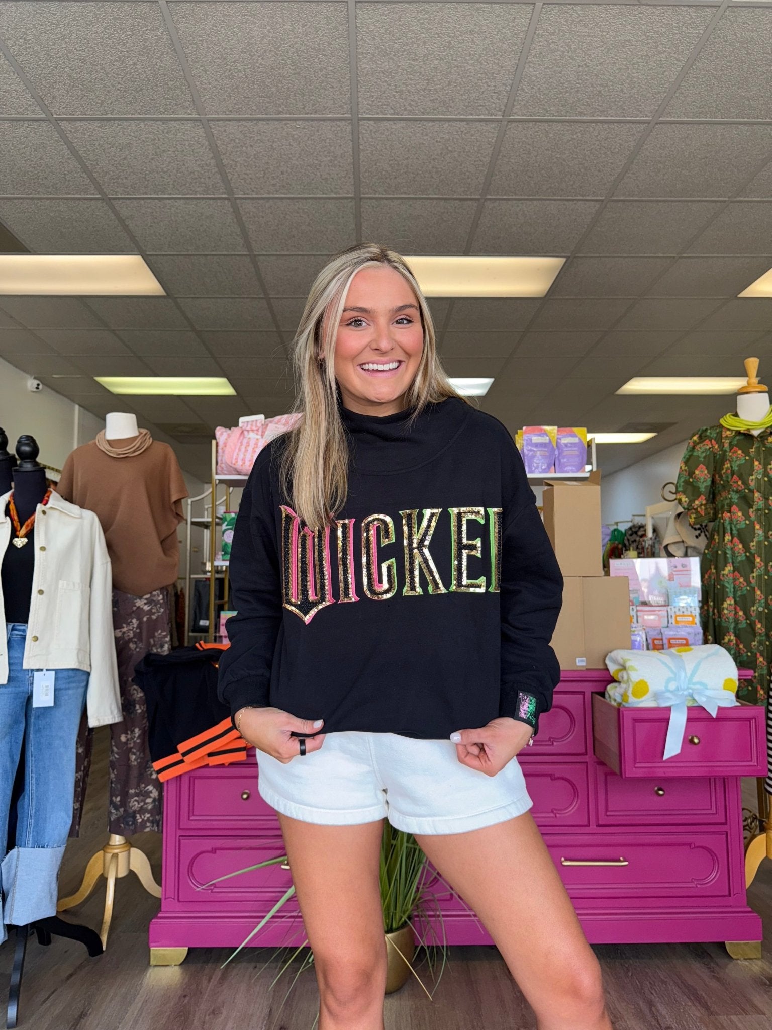 Licensed Black ‘Wicked’ Logo Sweatshirt | Queen of Sparkles - MainStreet Clothing Co.