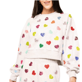 Light Gray Multi Rhinestone Heart Sweatshirt | Queen of Sparkles - MainStreet Clothing Co.