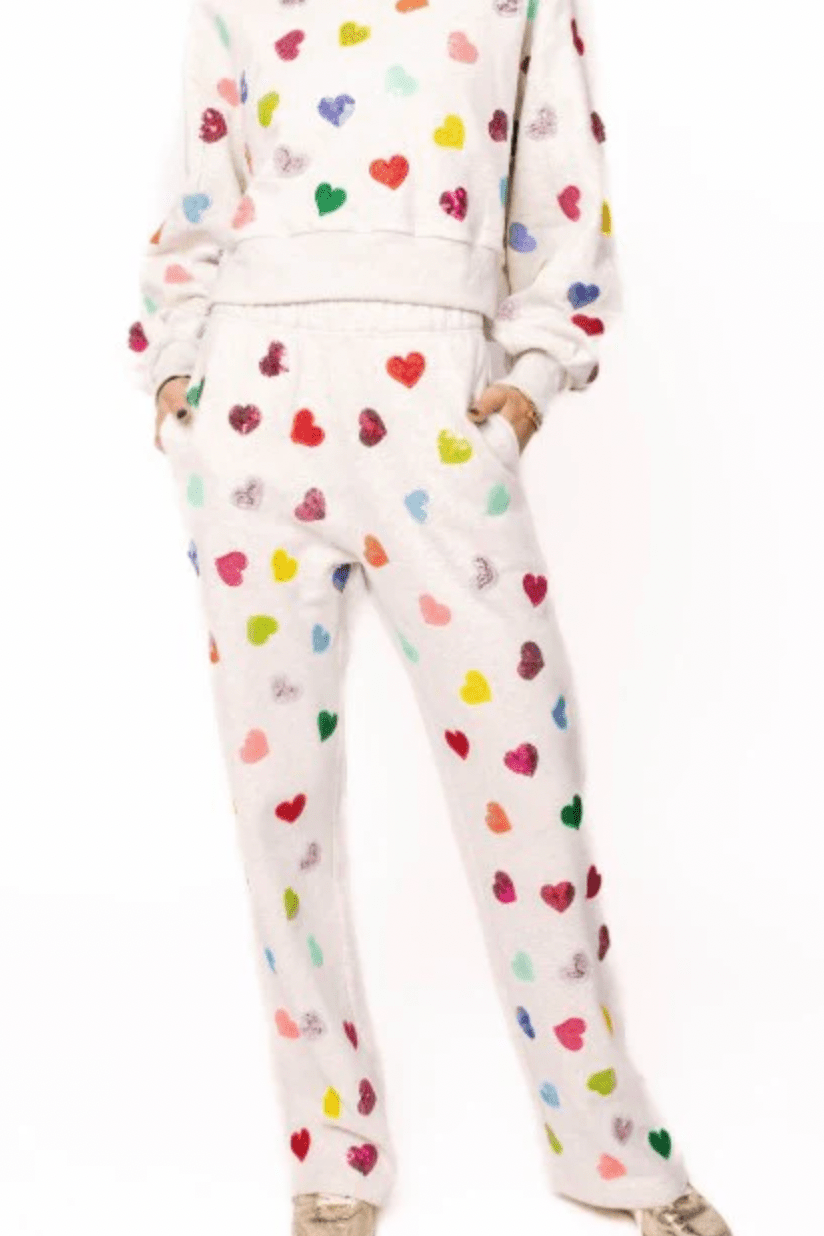 Light Gray Multi Rhinestone Sweatpants | Queen of Sparkles - MainStreet Clothing Co.