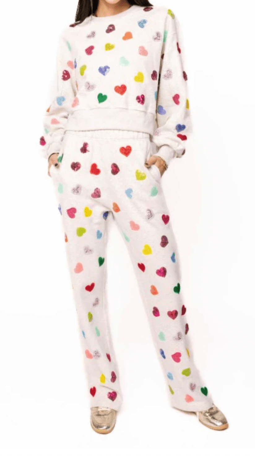 Light Gray Multi Rhinestone Sweatpants | Queen of Sparkles - MainStreet Clothing Co.