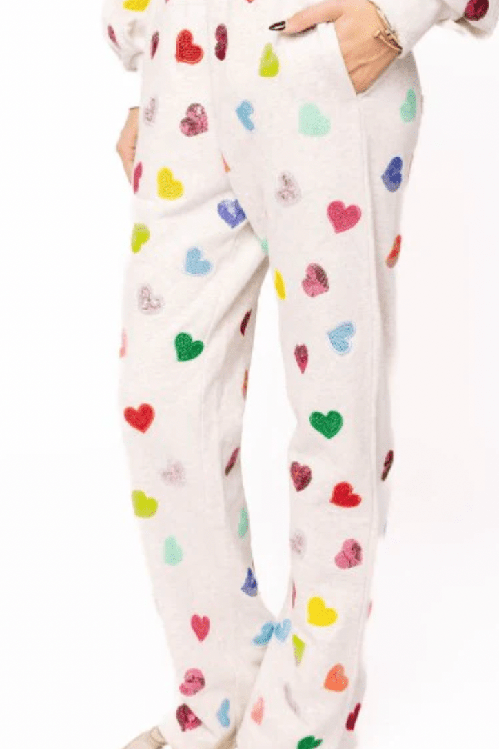 Light Gray Multi Rhinestone Sweatpants | Queen of Sparkles - MainStreet Clothing Co.