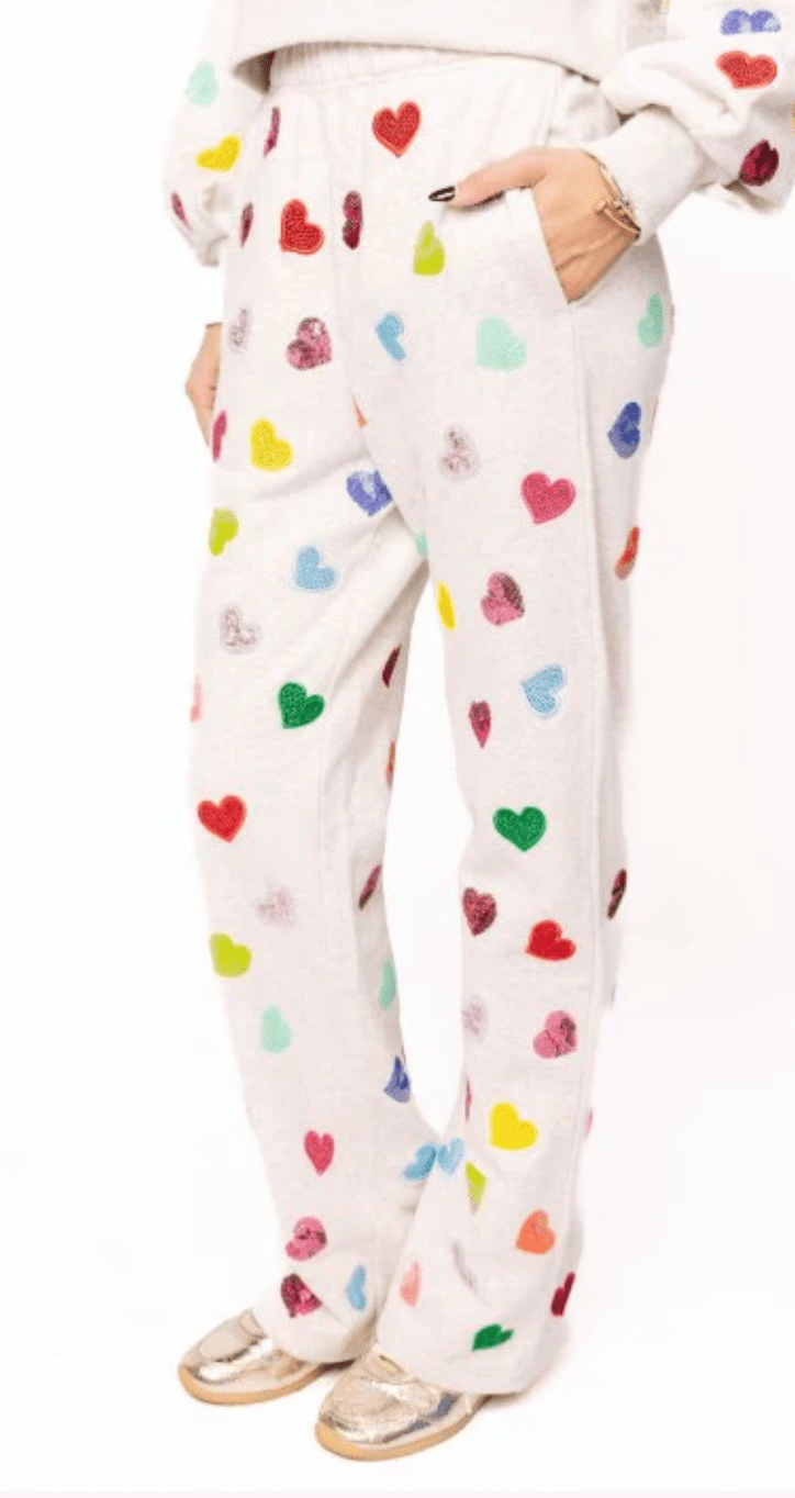 Light Gray Multi Rhinestone Sweatpants | Queen of Sparkles - MainStreet Clothing Co.