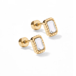 Madison Gold Clear Screwback Stud Earrings | LINNY CO - Grayce's Boutique