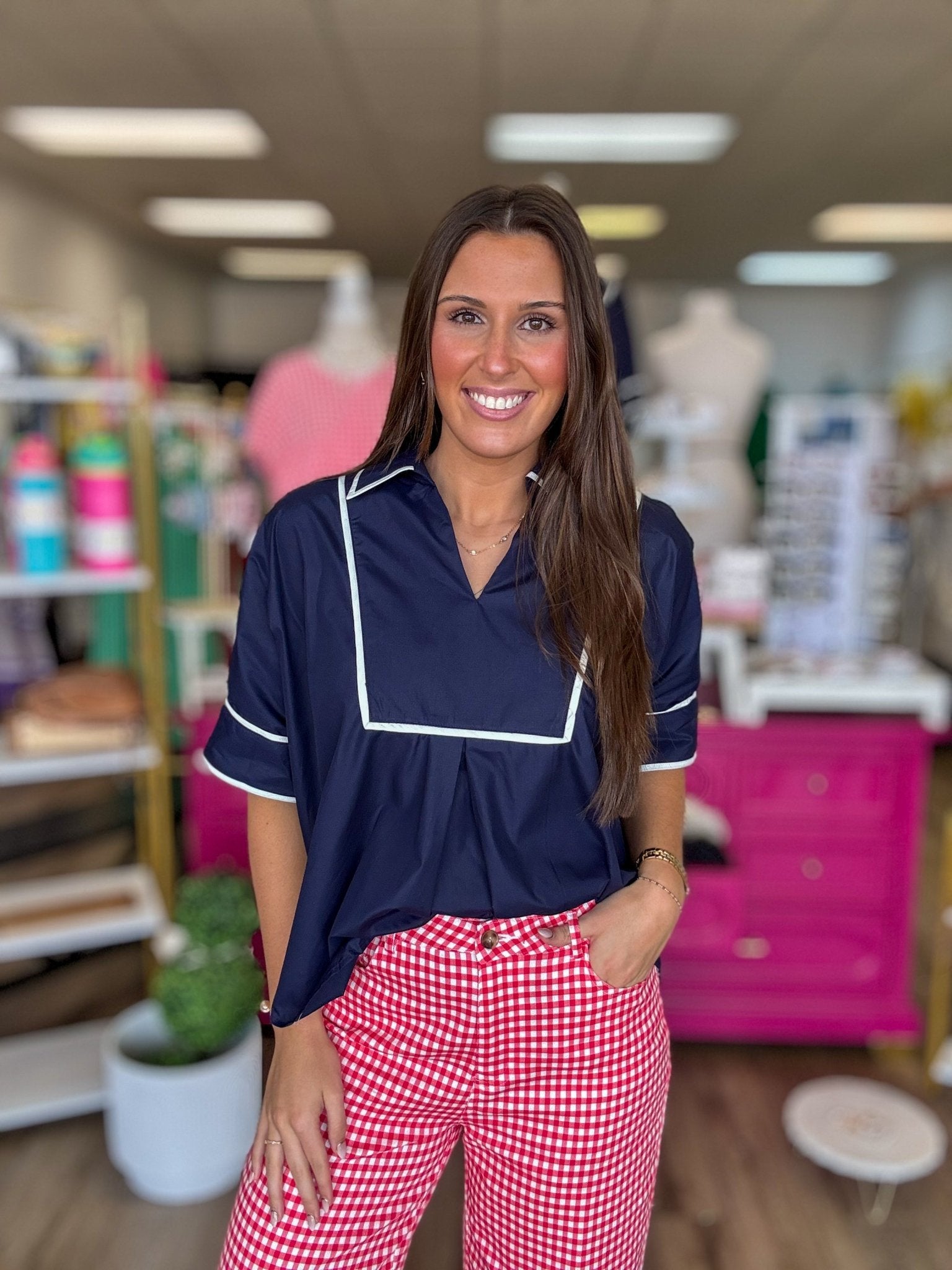 Maritime Trim Top - Grayce's Boutique