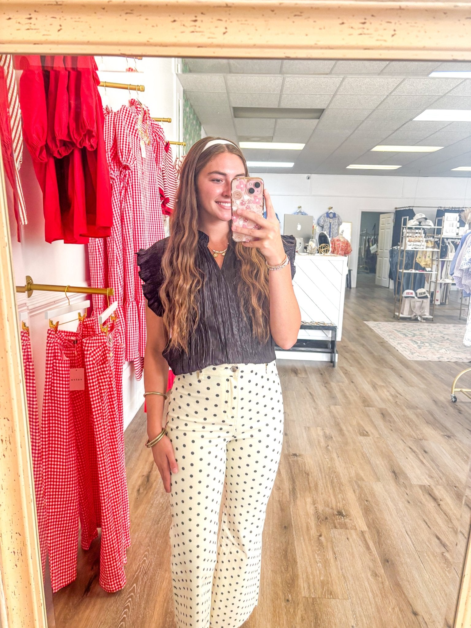 Mini Polka Dot Ivory Denim | Poppy & Pine - Grayce's Boutique