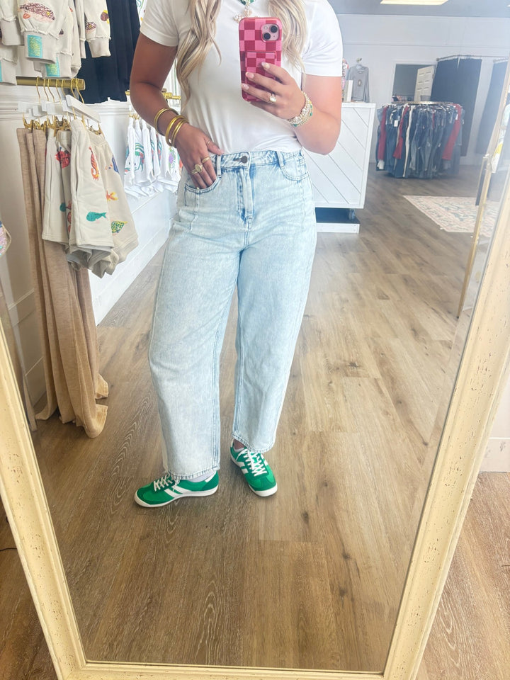 Miou Muse Denim Barrel Jeans - MainStreet Clothing Co.