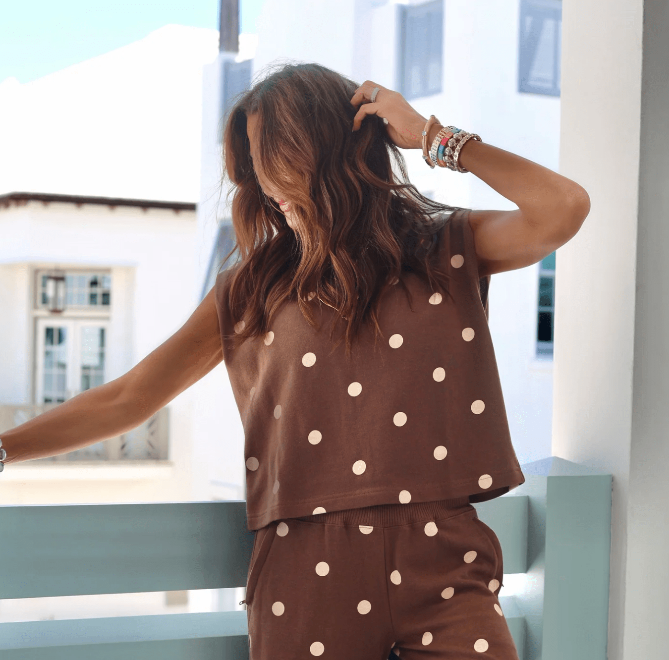 Mocha Polka Dot Tank | Poppy & Pine - Grayce's Boutique