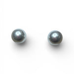 Two gray pearls on a white background.