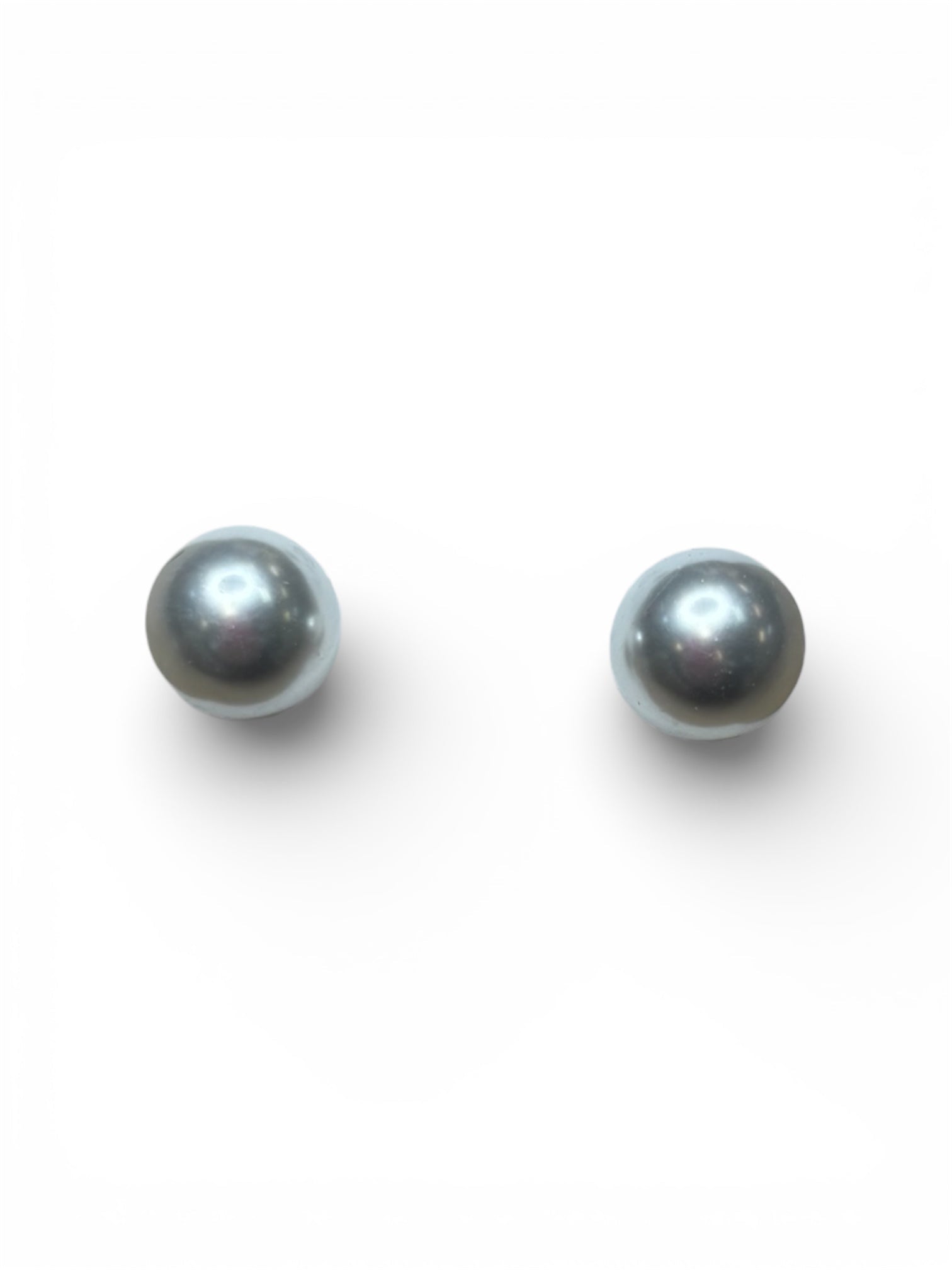 Two gray pearls on a white background.