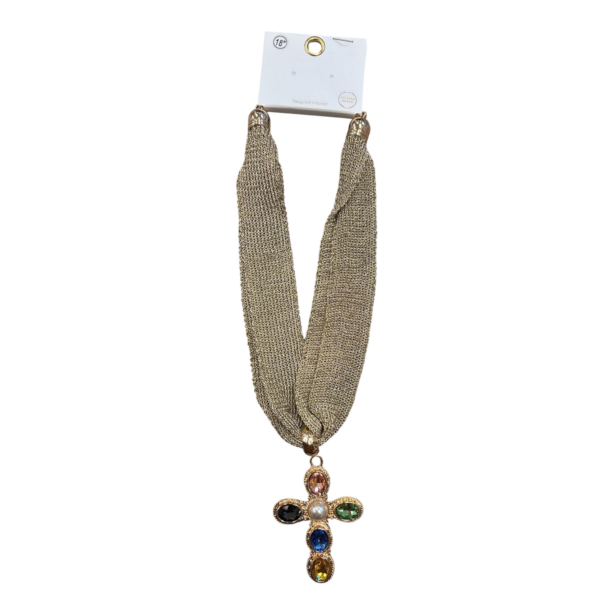 Multi Color Cross Pendant Necklace - Grayce's Boutique
