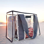 Navy Gingham Jelly Tote Bag | Casemate - Grayce's Boutique
