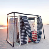 Navy Gingham Jelly Tote Bag | Casemate - Grayce's Boutique