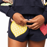 Navy Multi Embroidered Heart Shorts | Queen of Sparkles - MainStreet Clothing Co.