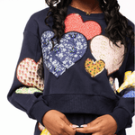 Navy Multi Embroidered Heart Sweatshirt | Queen of Sparkles - MainStreet Clothing Co.