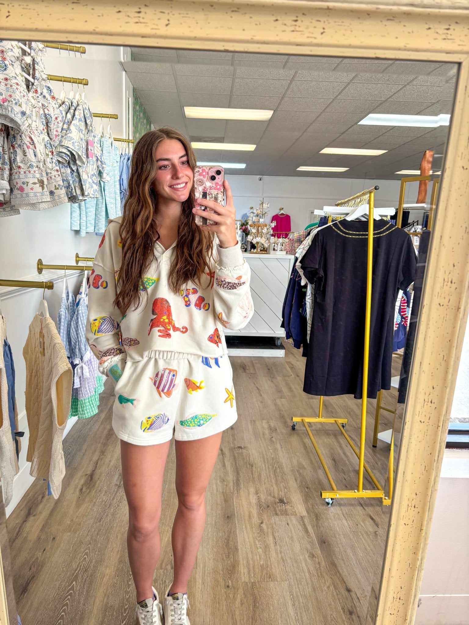 Neutral Multi Under The Sea Creature Shorts | Queen of Sparkles - MainStreet Clothing Co.