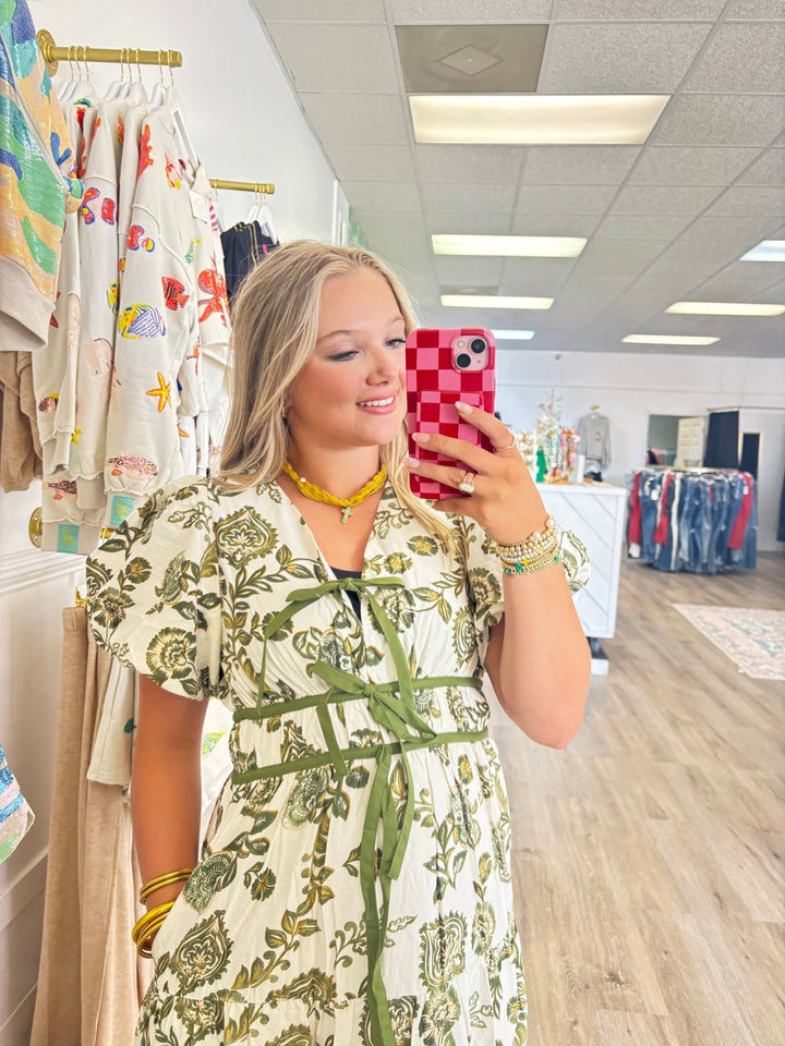 Olive Floral Maxi Dress - MainStreet Clothing Co.