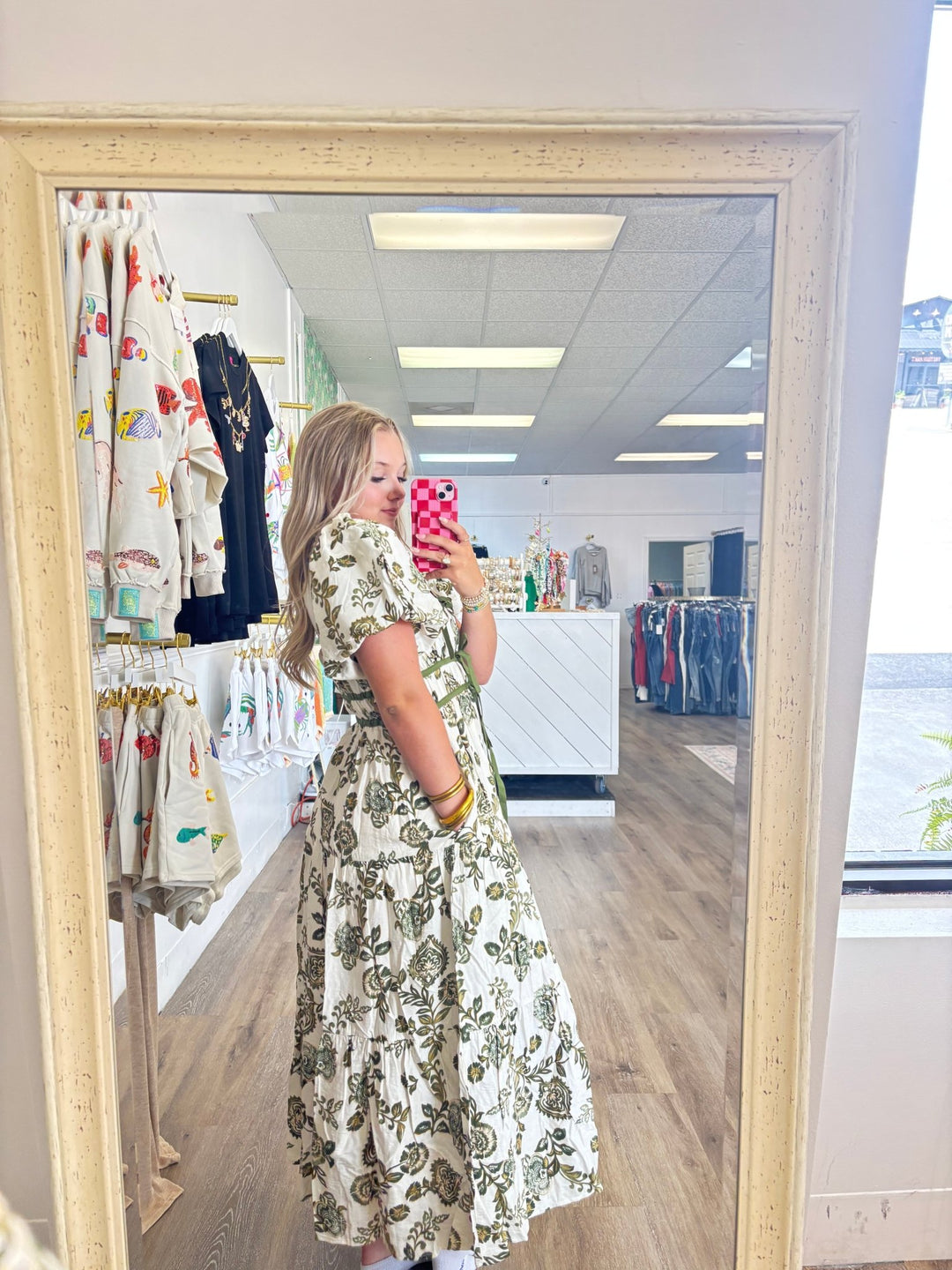 Olive Floral Maxi Dress - MainStreet Clothing Co.