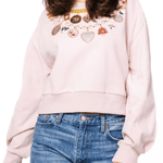 Pale Pink Pearl & Chain Vday Charm Necklace Sweatshirt - MainStreet Clothing Co.