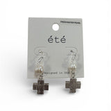 Pearl Cross Drop Earrings - MainStreet Clothing Co.