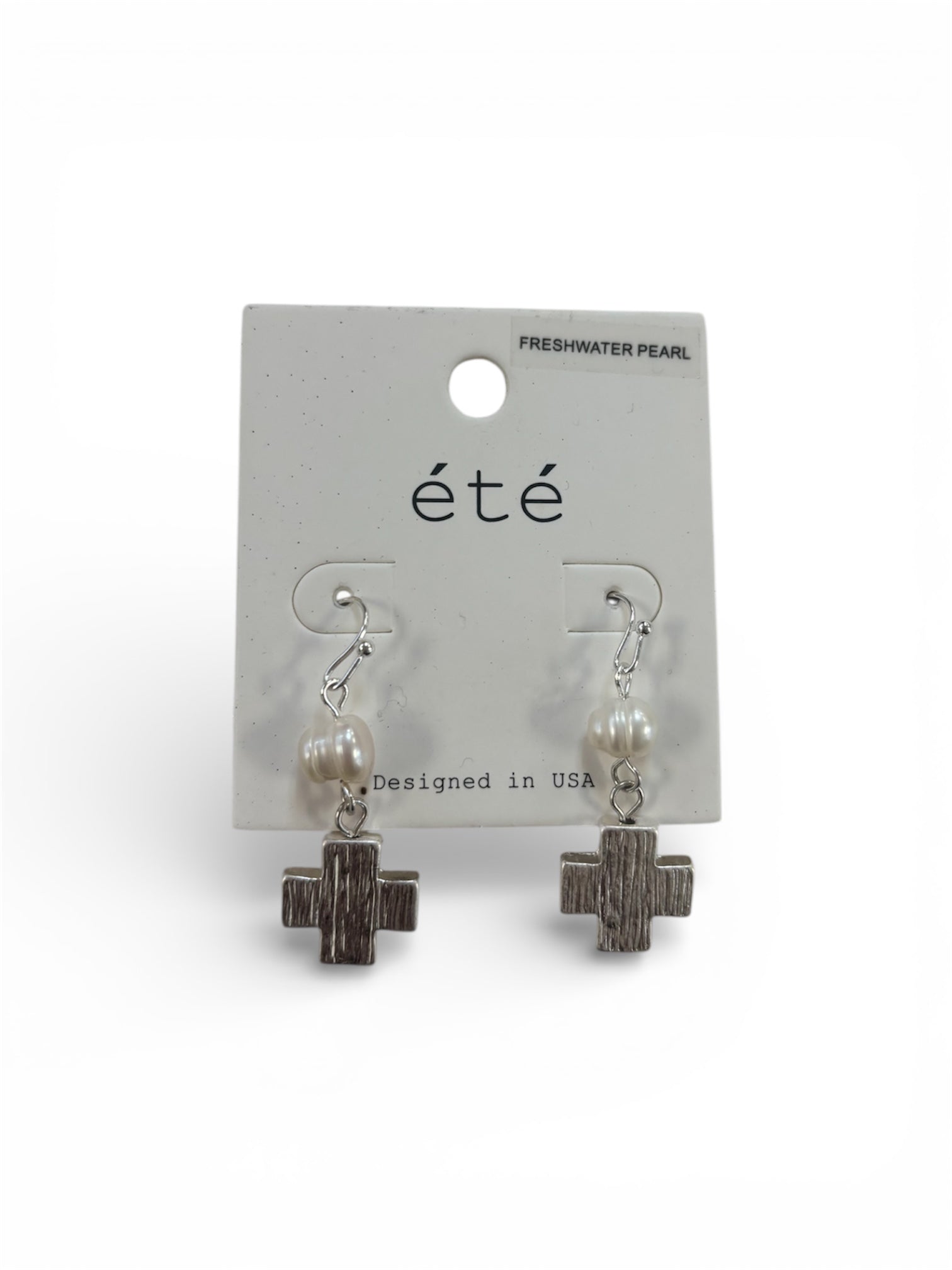 Pearl Cross Drop Earrings - MainStreet Clothing Co.