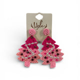 Pink Beaded Tree Earrings - MainStreet Clothing Co.