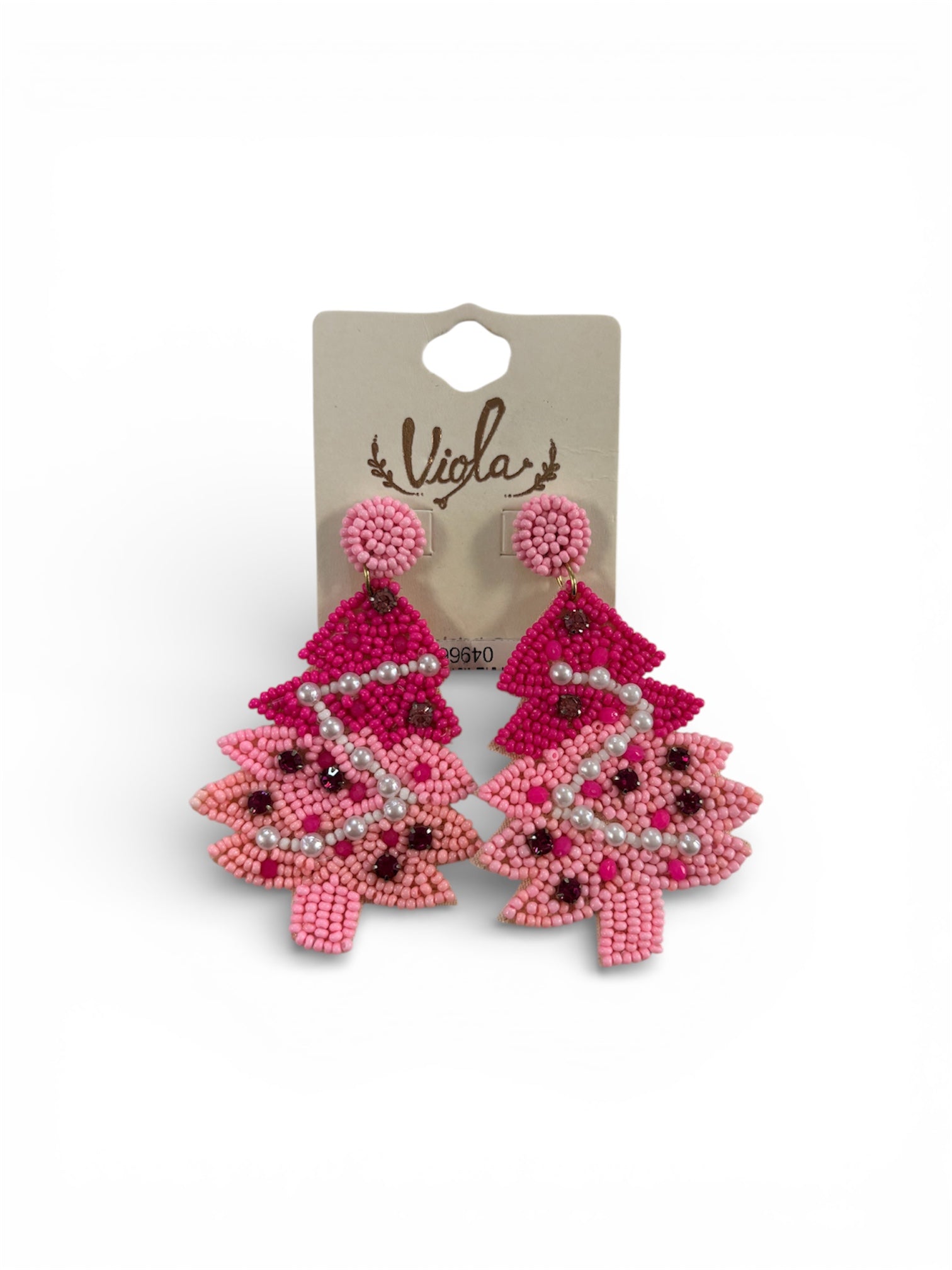 Pink Beaded Tree Earrings - MainStreet Clothing Co.