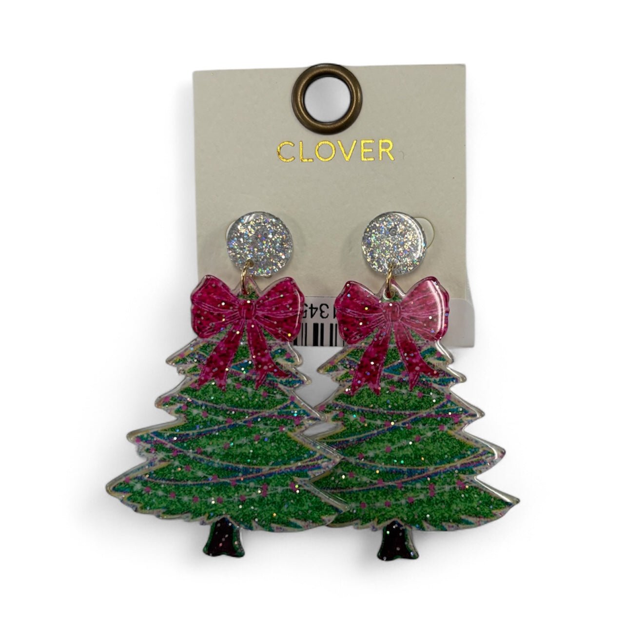 Pink Bow Christmas Tree Earrings - MainStreet Clothing Co.