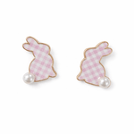 Pink Bunny Gingham Studs - Grayce's Boutique