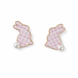Pink Bunny Gingham Studs - Grayce's Boutique
