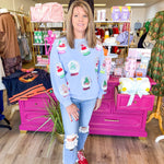 Powder Blue Christmas Snow Globe Sweatshirt | Queen of Sparkles - MainStreet Clothing Co.