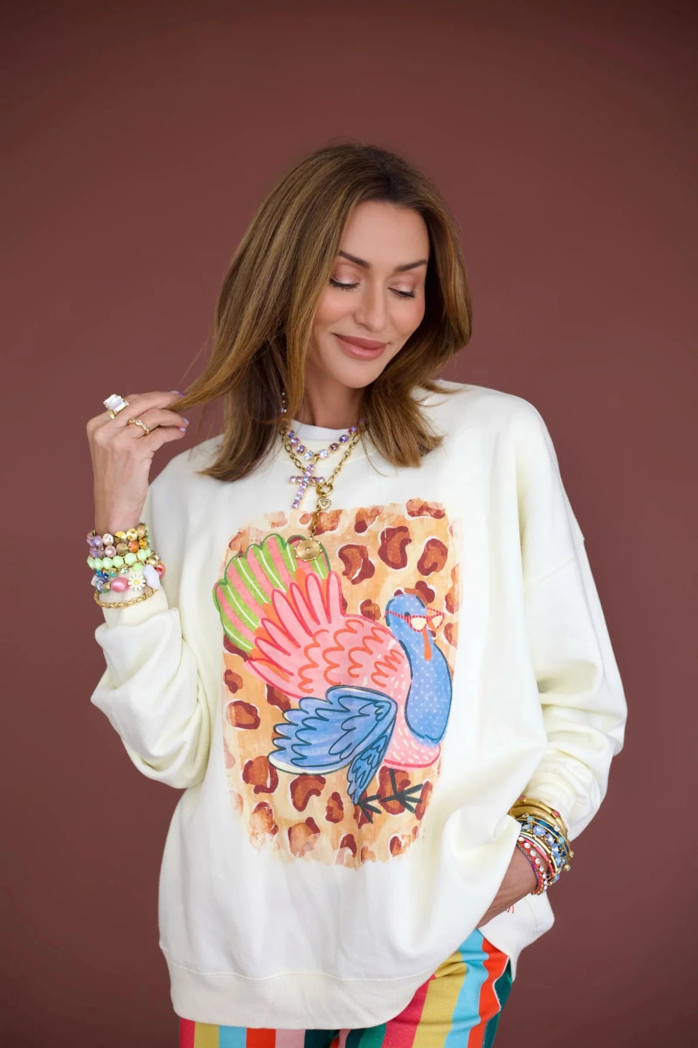 PRESALE 10/20 Pretty Thankful Turkey Sweatshirt | Poppy & Pine - Grayce's Boutique