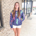 QOS Navy Multi Seahorse Sweatshirt - MainStreet Clothing Co.