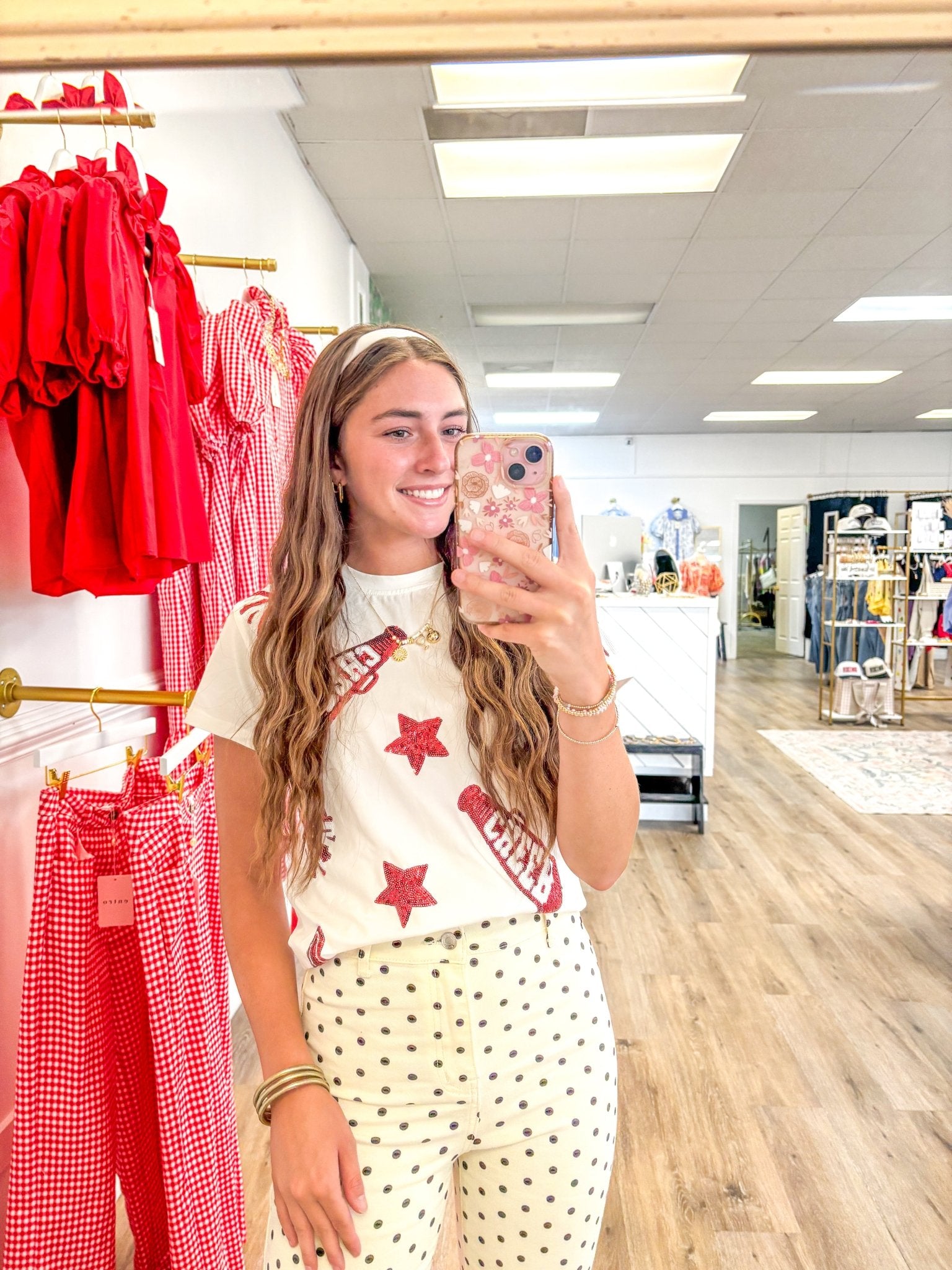 Red and White Cheer Shirt | Belle Cher - Grayce's Boutique