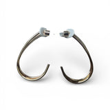 A pair of golden hook earrings.